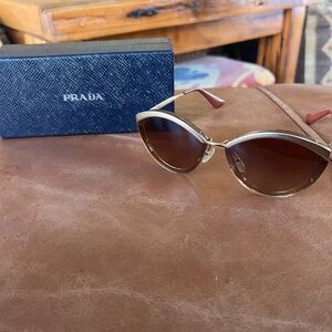 Prada Gold Frame Sunglasses with Brown Lenses